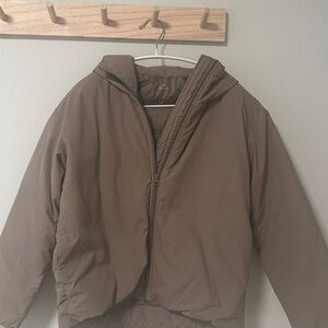 Muji Brown Hooded Puffer Jacket
